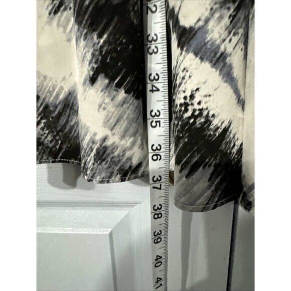 Vera Wang Black & White Sleeveless Art Stripe Dress - Size M Flowy Sheer Layered - Picture 10 of 11